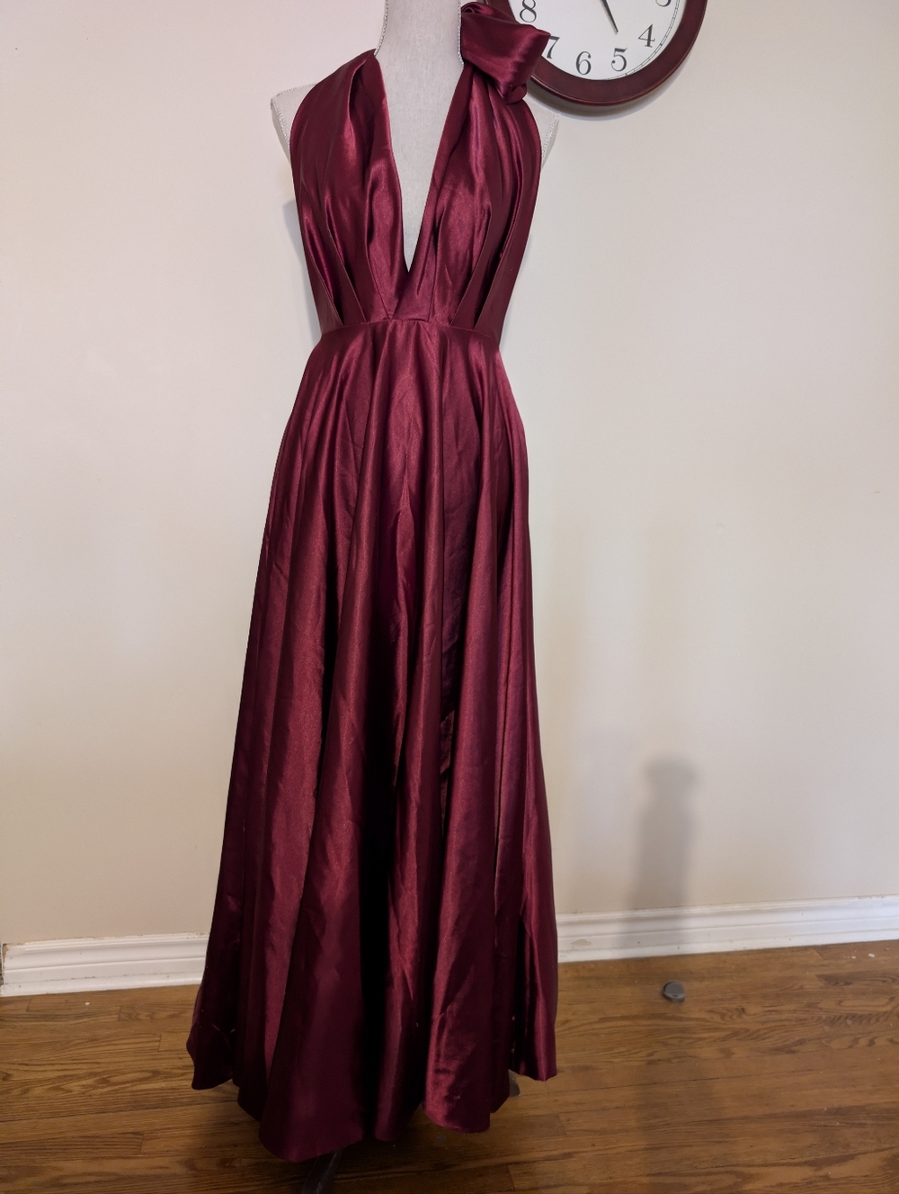 Elegant Burgundy Halter Evening Gown Prom Dress Women's Dress XS or Small